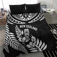 New Zealand Rugby Bedding Set Silver Fern Maori Pattern