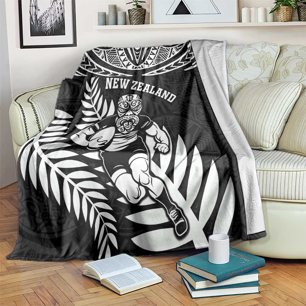 New Zealand Rugby Blanket Silver Fern Maori Pattern