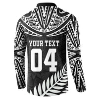Custom New Zealand Rugby Button Sweatshirt Silver Fern Maori Pattern