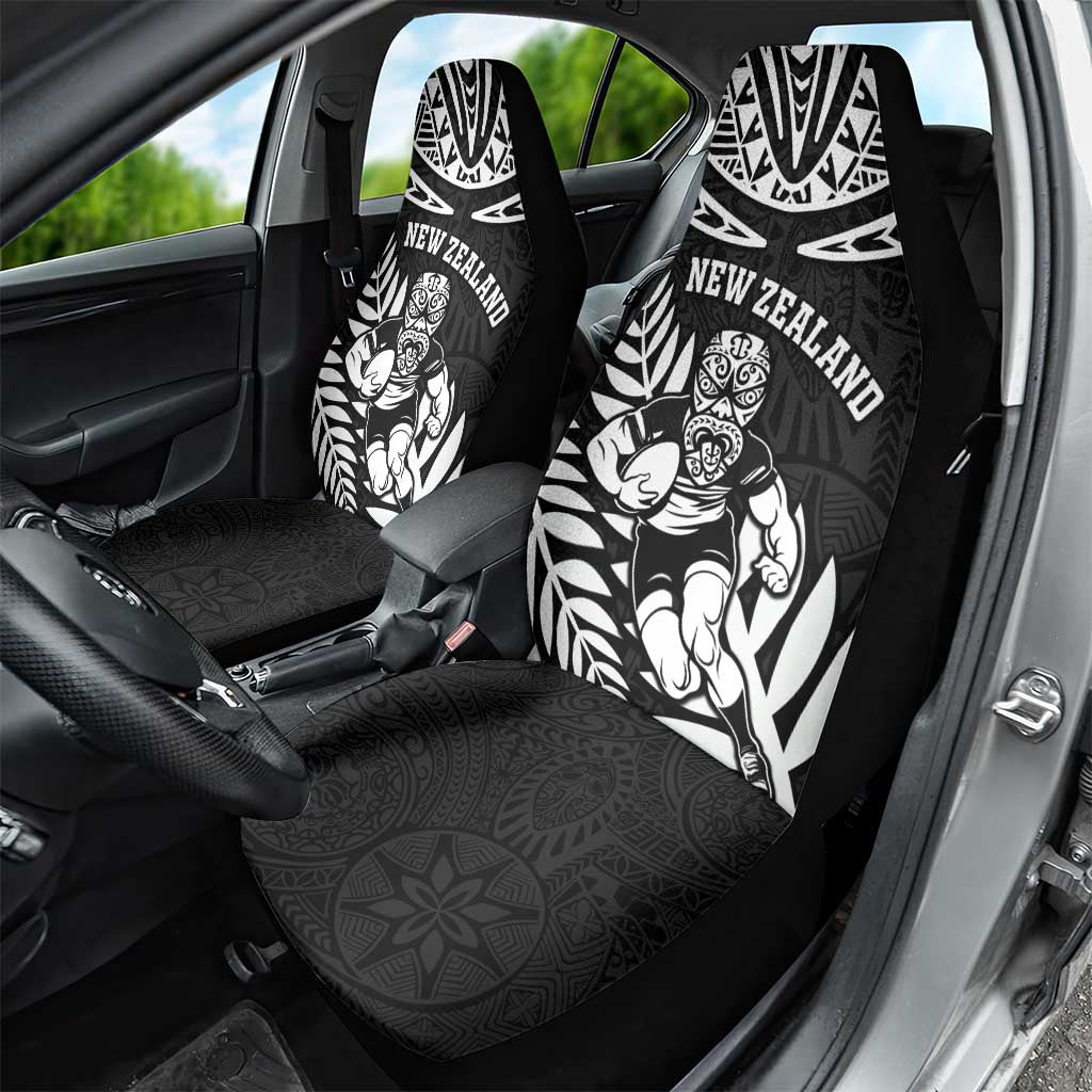 New Zealand Rugby Car Seat Cover Silver Fern Maori Pattern