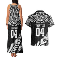 Custom New Zealand Rugby Couples Matching Tank Maxi Dress and Hawaiian Shirt Silver Fern Maori Pattern