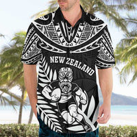 Custom New Zealand Rugby Hawaiian Shirt Silver Fern Maori Pattern