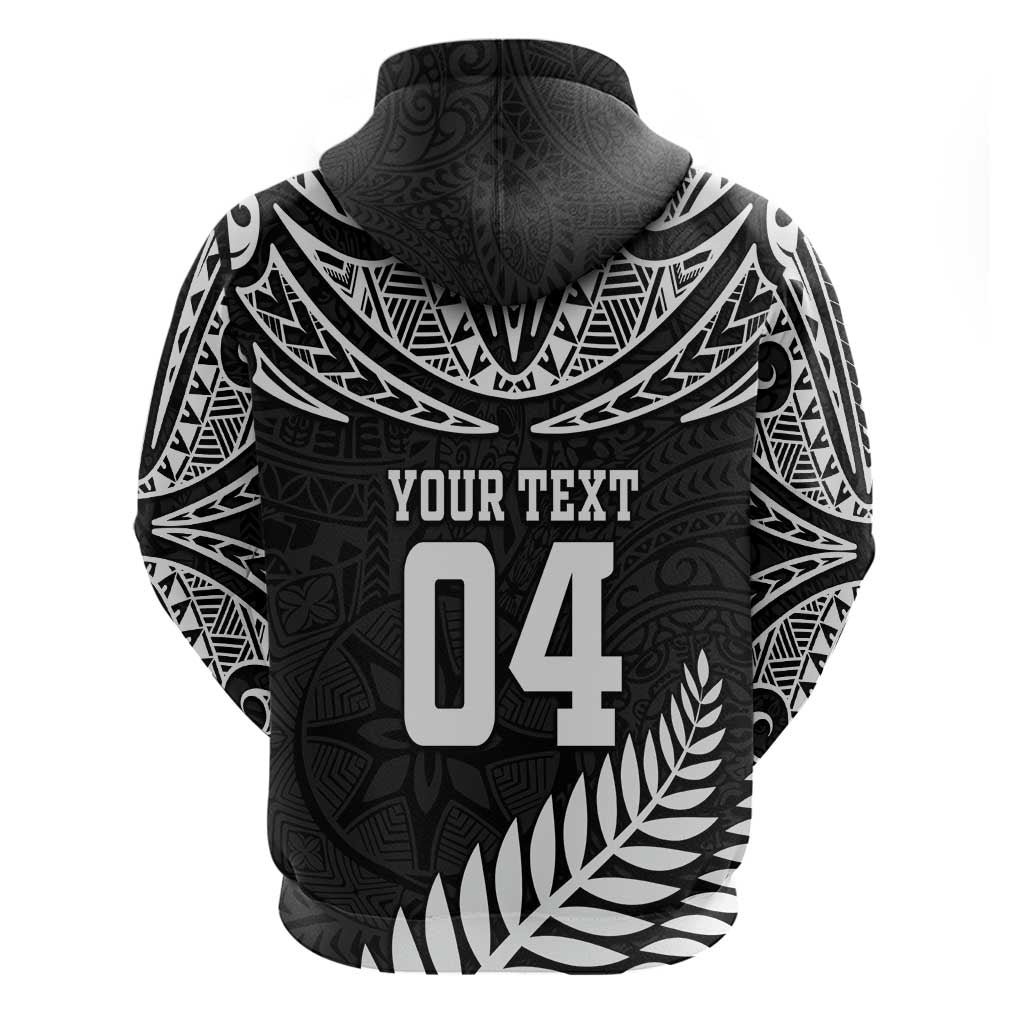 Custom New Zealand Rugby Hoodie Silver Fern Maori Pattern