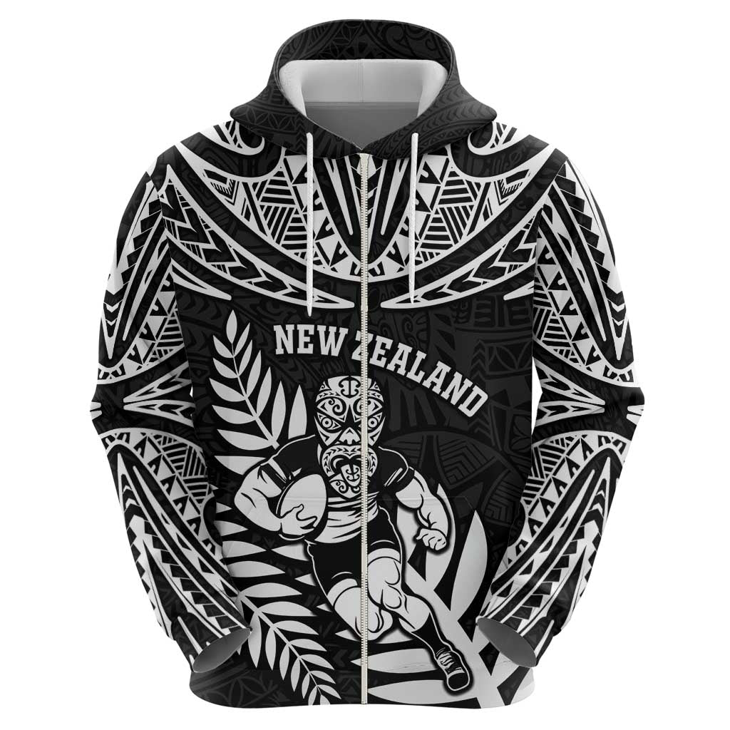 Custom New Zealand Rugby Hoodie Silver Fern Maori Pattern
