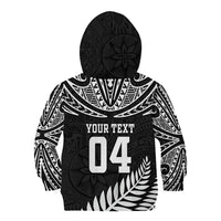 Custom New Zealand Rugby Kid Hoodie Silver Fern Maori Pattern