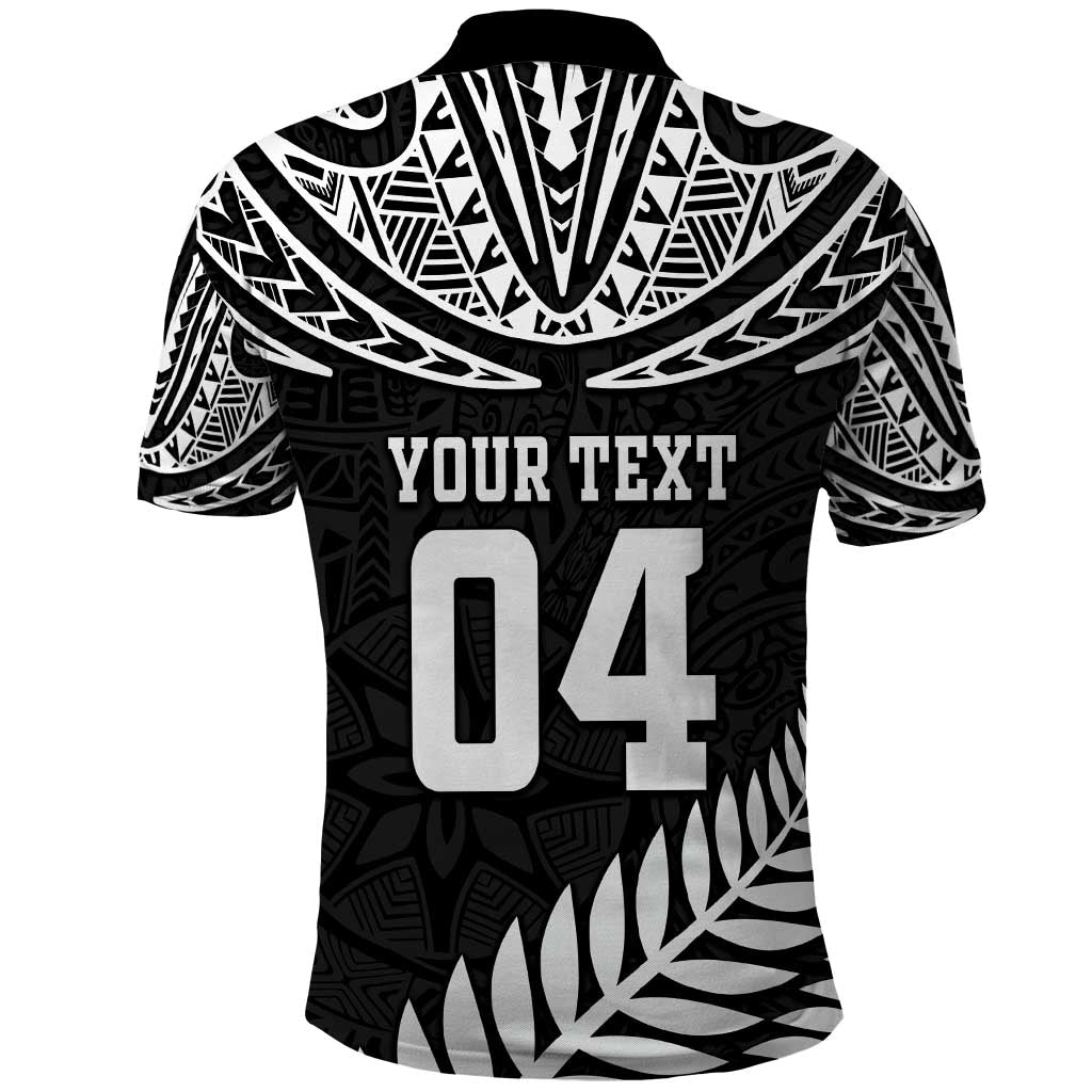 Custom New Zealand Rugby Polo Shirt Silver Fern Maori Pattern