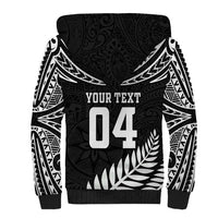 Custom New Zealand Rugby Sherpa Hoodie Silver Fern Maori Pattern