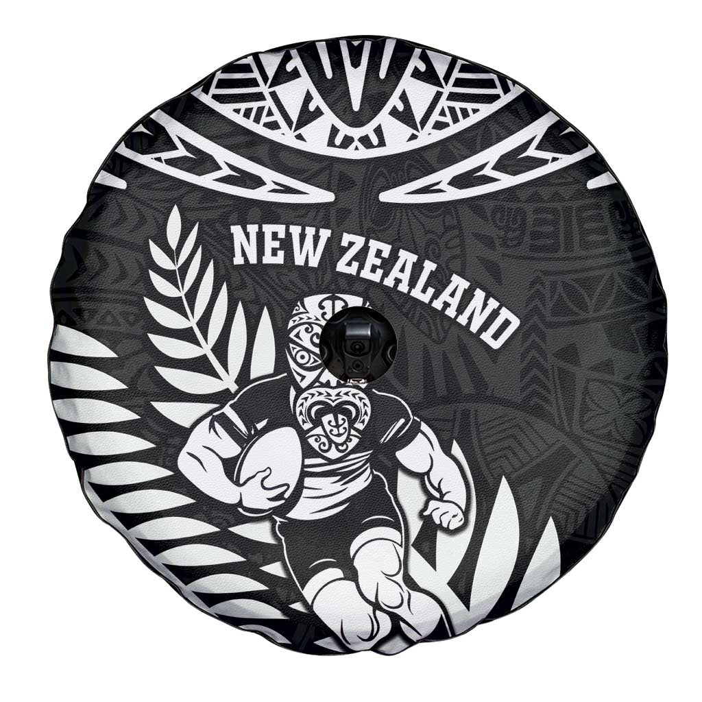 New Zealand Rugby Spare Tire Cover Silver Fern Maori Pattern