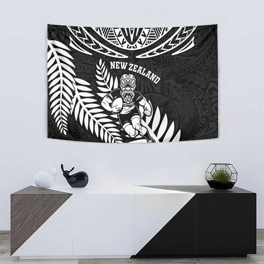 New Zealand Rugby Tapestry Silver Fern Maori Pattern