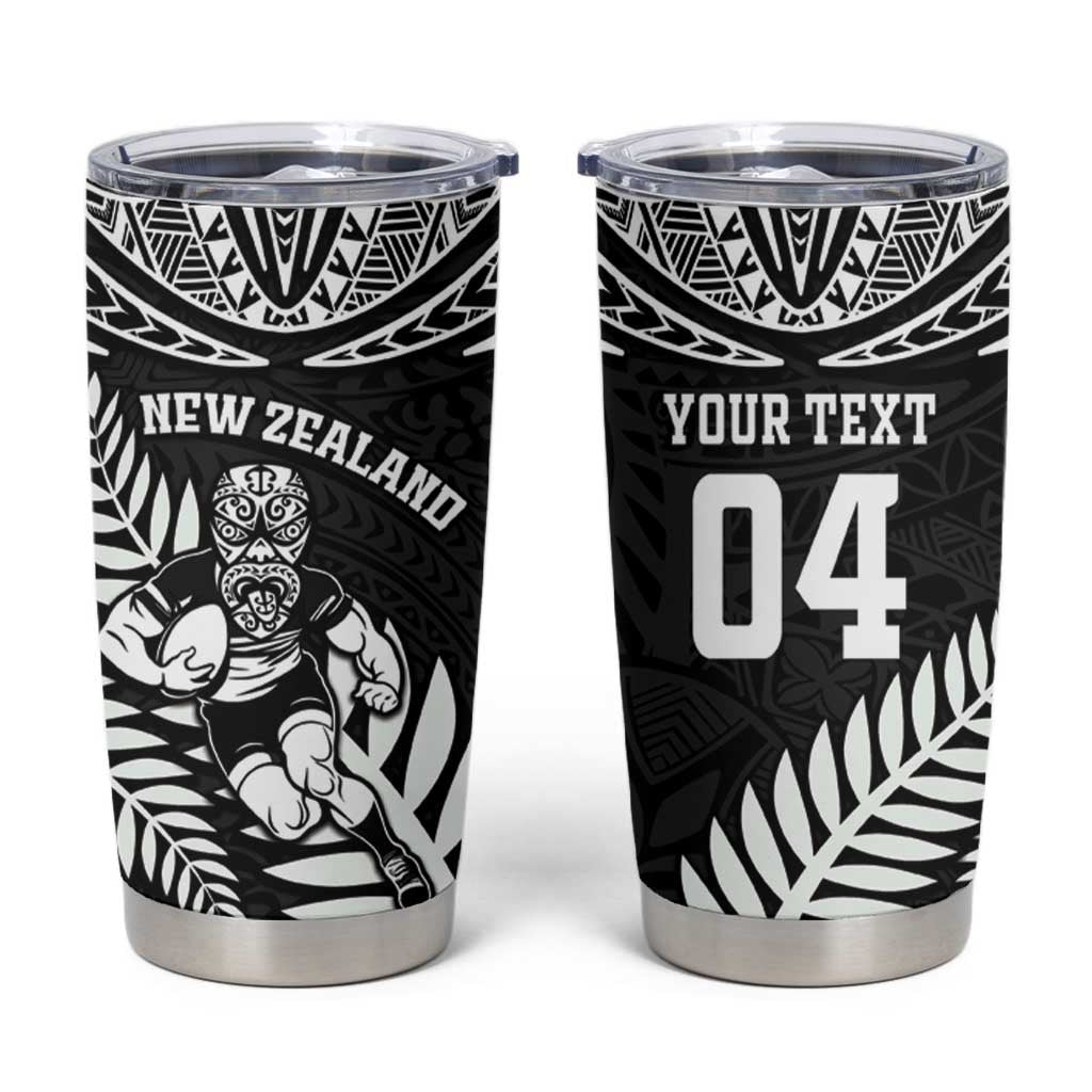 Custom New Zealand Rugby Tumbler Cup Silver Fern Maori Pattern