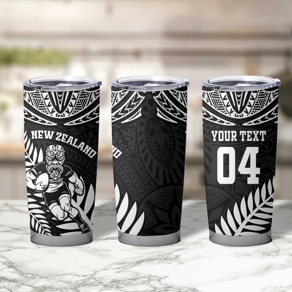 Custom New Zealand Rugby Tumbler Cup Silver Fern Maori Pattern