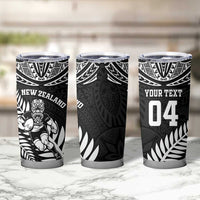 Custom New Zealand Rugby Tumbler Cup Silver Fern Maori Pattern