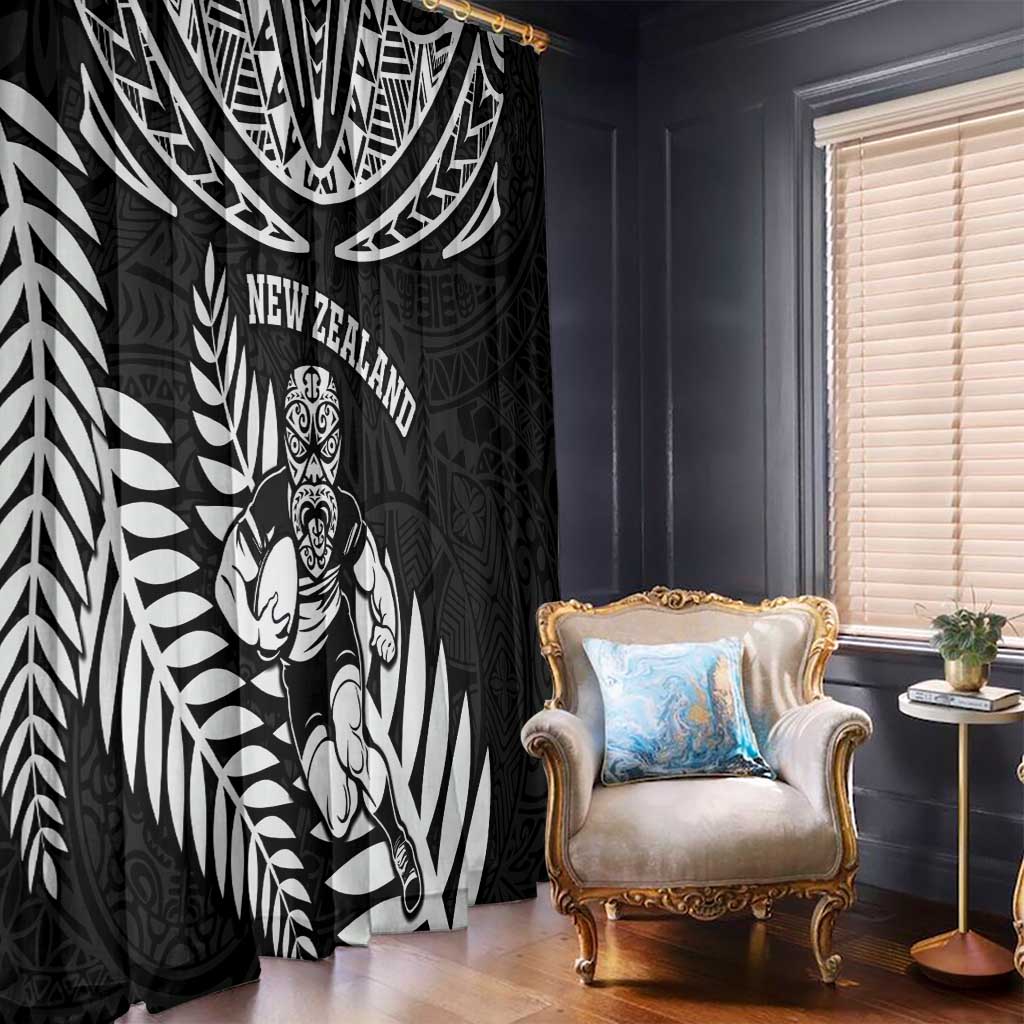 New Zealand Rugby Window Curtain Silver Fern Maori Pattern