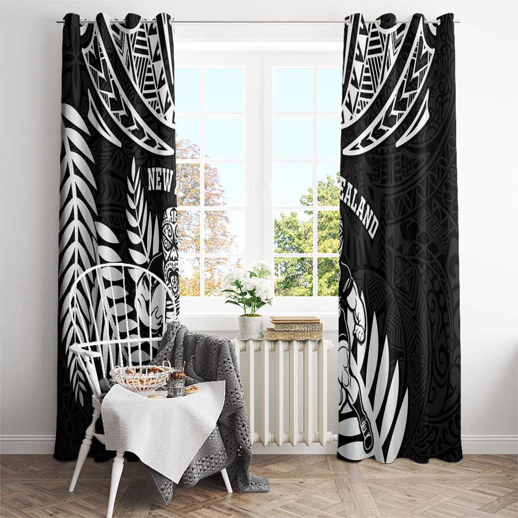 New Zealand Rugby Window Curtain Silver Fern Maori Pattern