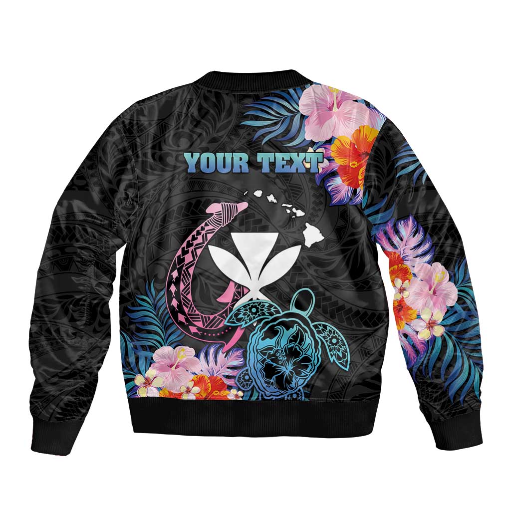 Personalised Hawaii Bomber Jacket Kanaka Maoli With Fish Hook