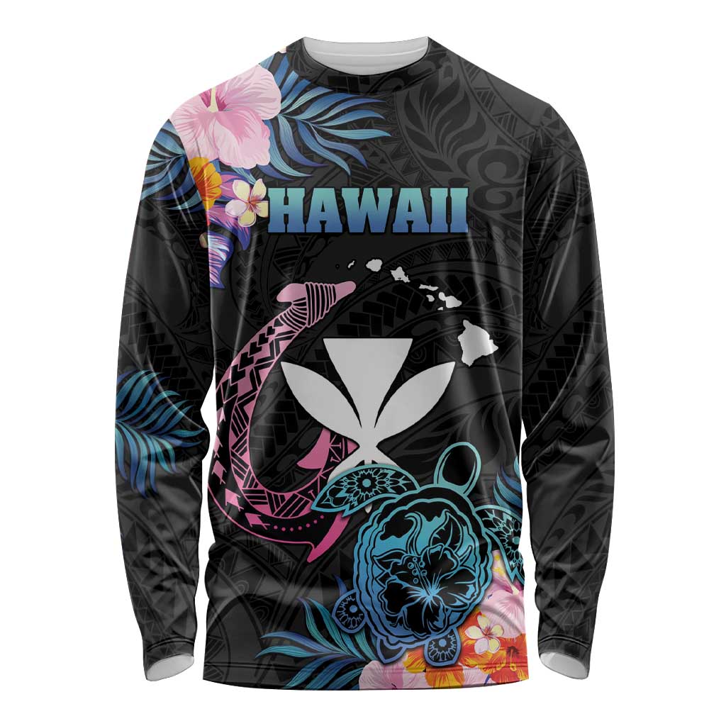 Personalised Hawaii Long Sleeve Shirt Kanaka Maoli With Fish Hook