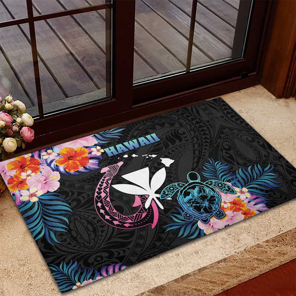 Hawaii Rubber Doormat Kanaka Maoli With Fish Hook