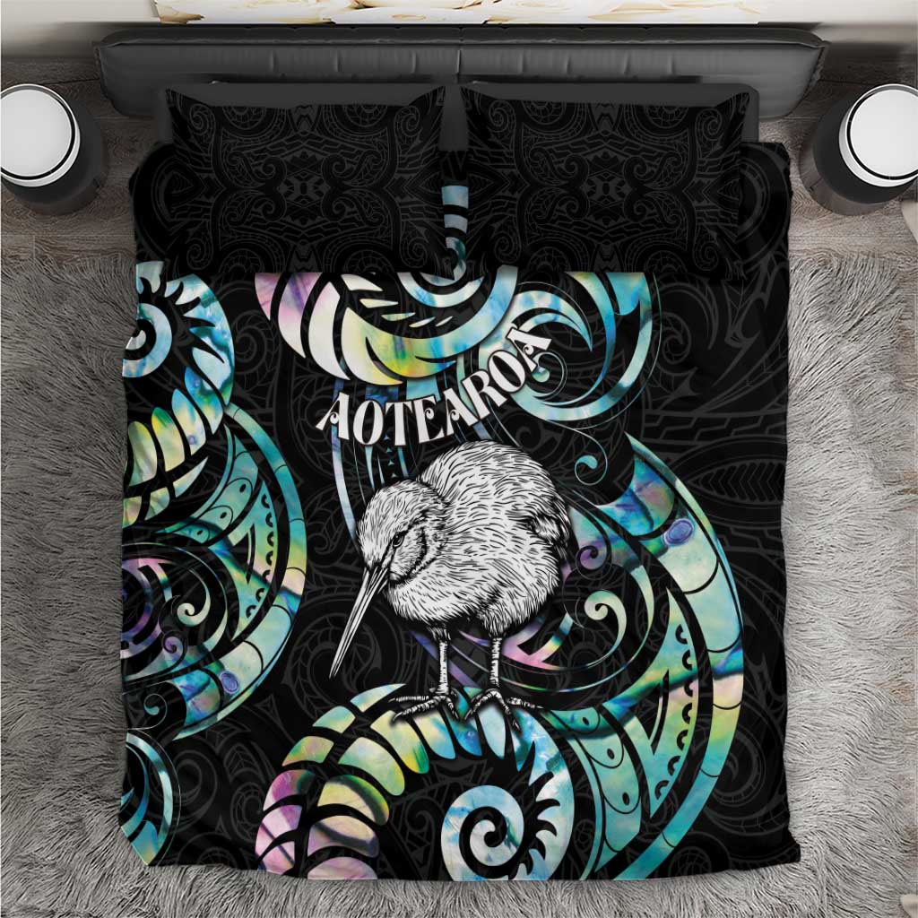 New Zealand Kiwi Bird Bedding Set Silver Fern Koru Paua Shell