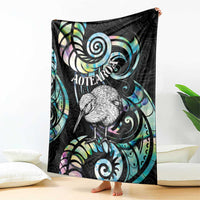 New Zealand Kiwi Bird Blanket Silver Fern Koru Paua Shell
