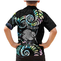 New Zealand Kiwi Bird Family Matching Mermaid Dress and Hawaiian Shirt Silver Fern Koru Paua Shell