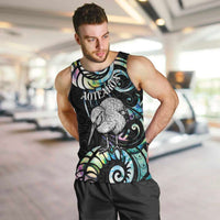New Zealand Kiwi Bird Men Tank Top Silver Fern Koru Paua Shell