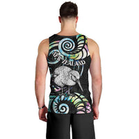 New Zealand Kiwi Bird Men Tank Top Silver Fern Koru Paua Shell