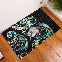 New Zealand Kiwi Bird Rubber Doormat Silver Fern Koru Paua Shell
