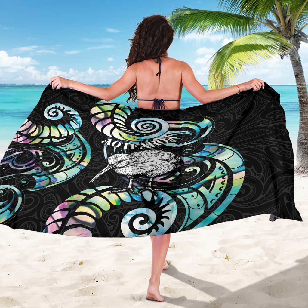 New Zealand Kiwi Bird Sarong Silver Fern Koru Paua Shell