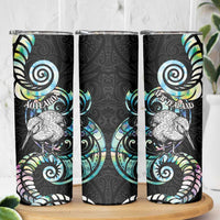 New Zealand Kiwi Bird Skinny Tumbler Silver Fern Koru Paua Shell