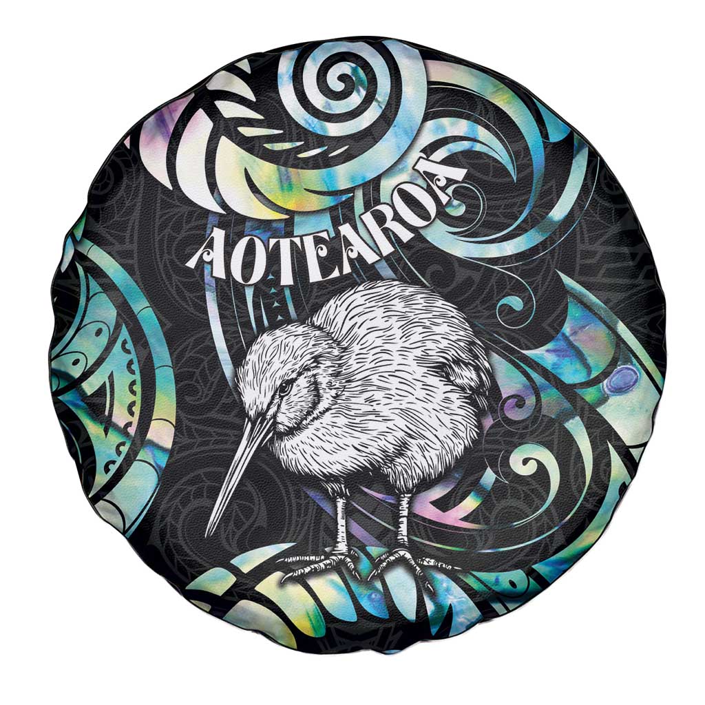 New Zealand Kiwi Bird Spare Tire Cover Silver Fern Koru Paua Shell