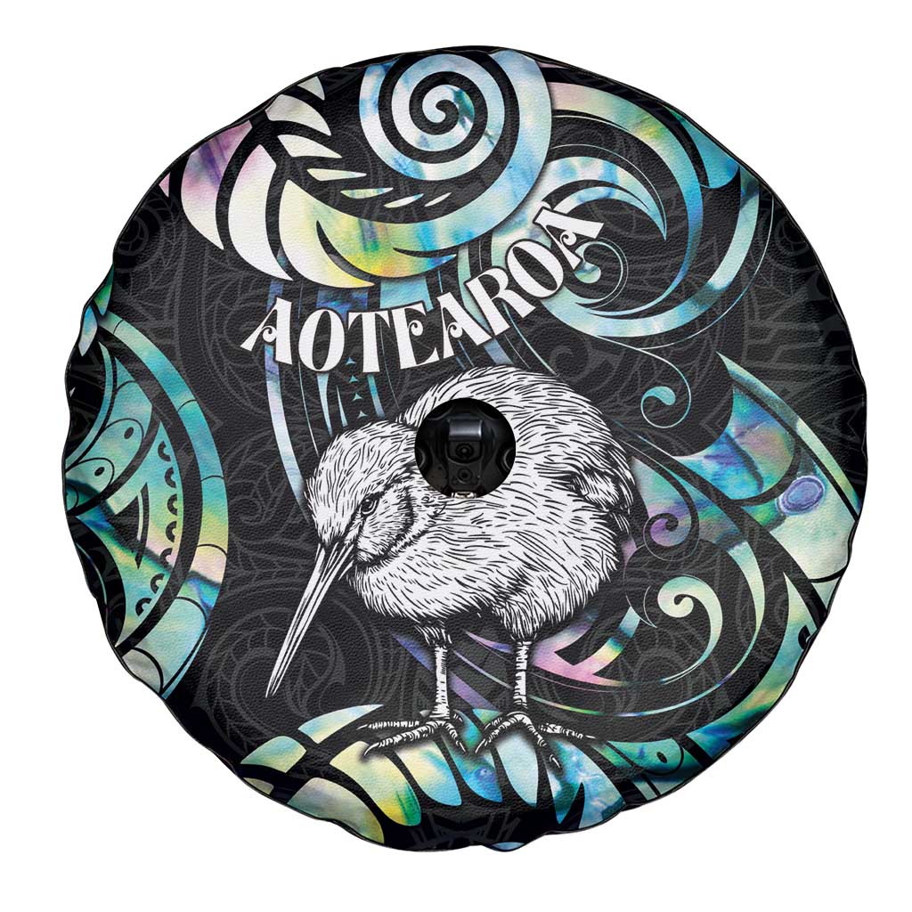 New Zealand Kiwi Bird Spare Tire Cover Silver Fern Koru Paua Shell