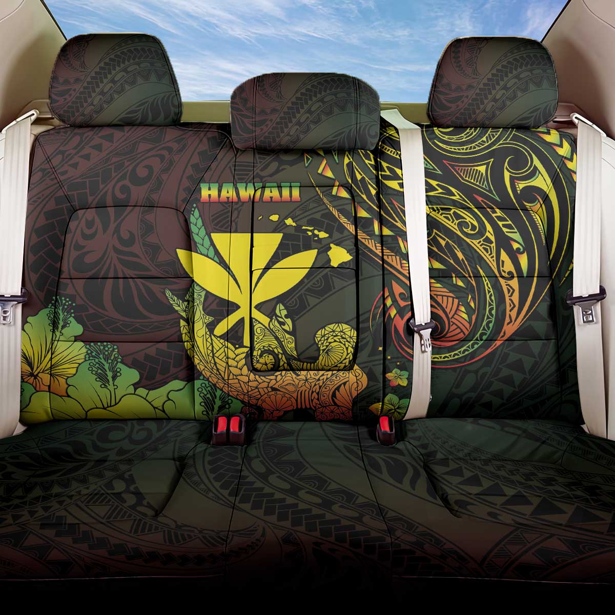 Hawaii Back Car Seat Cover Kanaka Maoli With Hammerhead Shark