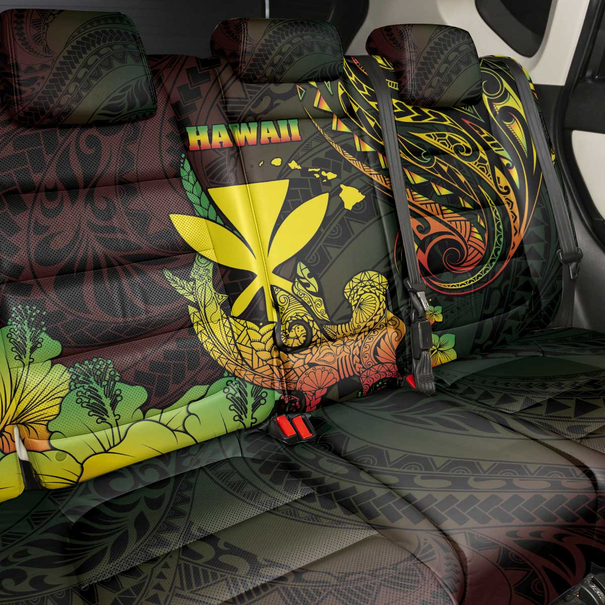 Hawaii Back Car Seat Cover Kanaka Maoli With Hammerhead Shark
