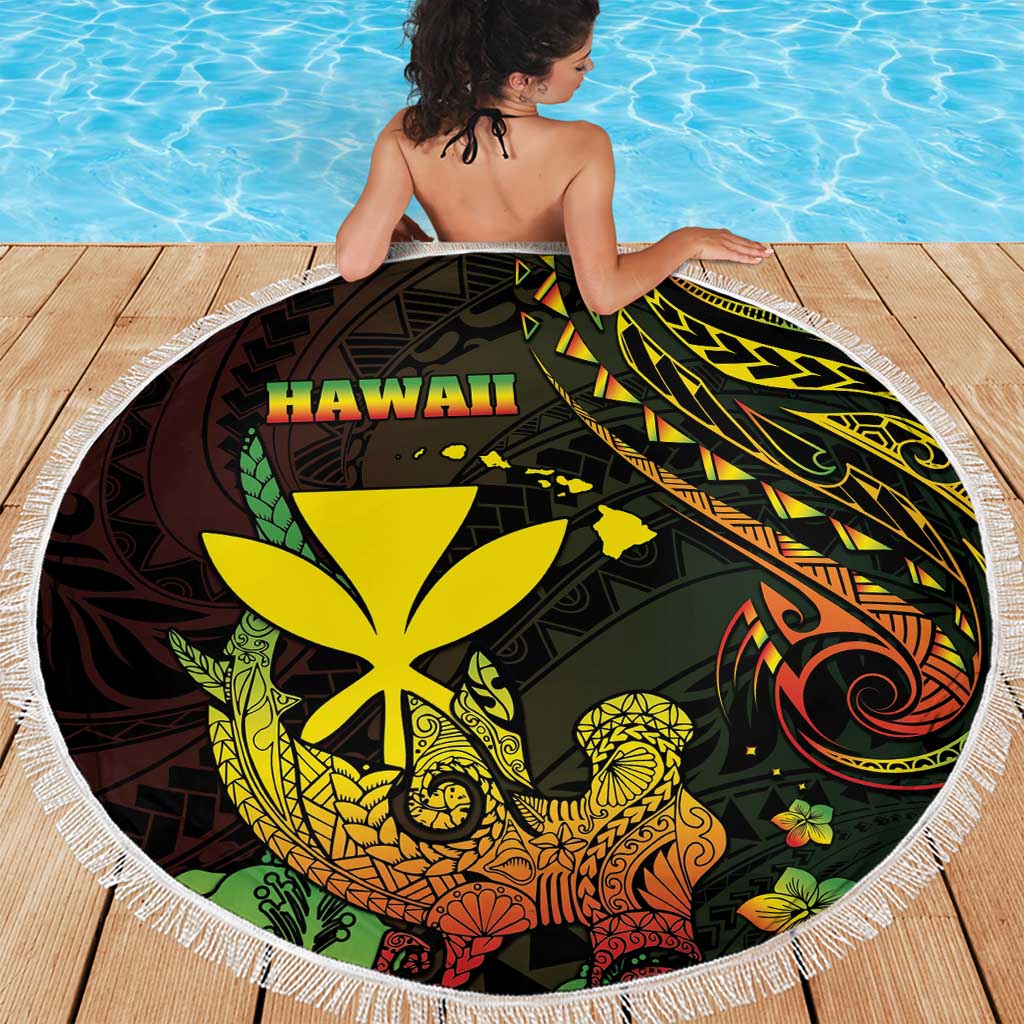 Hawaii Beach Blanket Kanaka Maoli With Hammerhead Shark