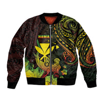 Personalised Hawaii Bomber Jacket Kanaka Maoli With Hammerhead Shark