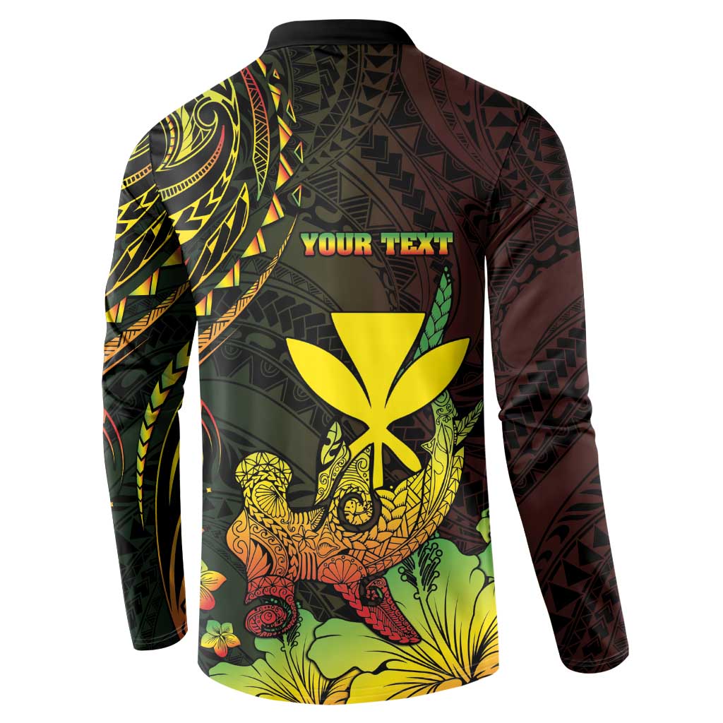 Personalised Hawaii Button Sweatshirt Kanaka Maoli With Hammerhead Shark