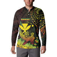 Personalised Hawaii Button Sweatshirt Kanaka Maoli With Hammerhead Shark