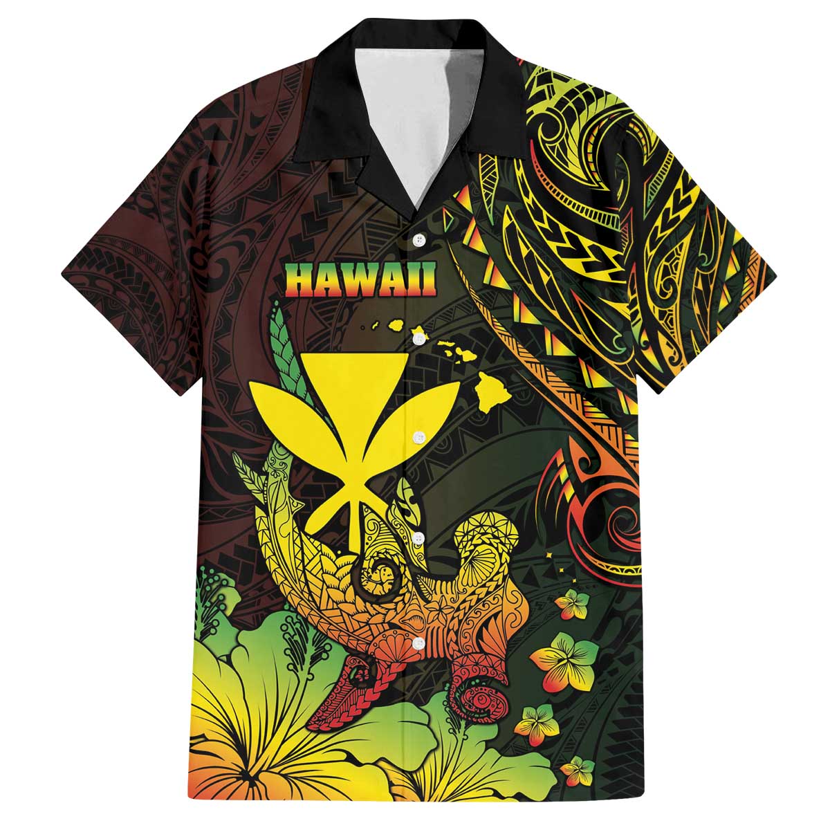 Personalised Hawaii Family Matching Off The Shoulder Long Sleeve Dress and Hawaiian Shirt Kanaka Maoli With Hammerhead Shark