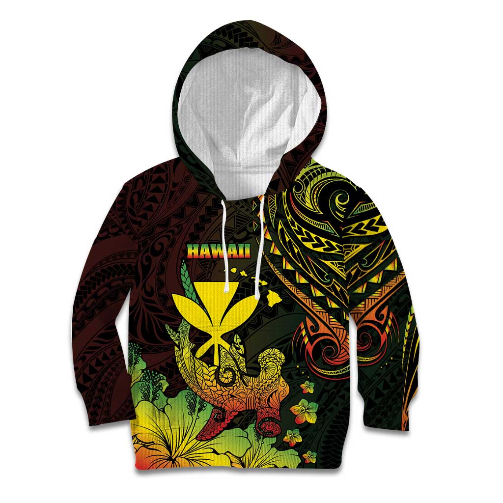 Personalised Hawaii Kid Hoodie Kanaka Maoli With Hammerhead Shark