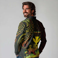 Personalised Hawaii Long Sleeve Polo Shirt Kanaka Maoli With Hammerhead Shark