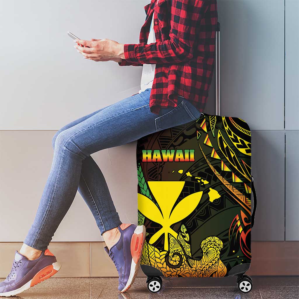 Hawaii Luggage Cover Kanaka Maoli With Hammerhead Shark