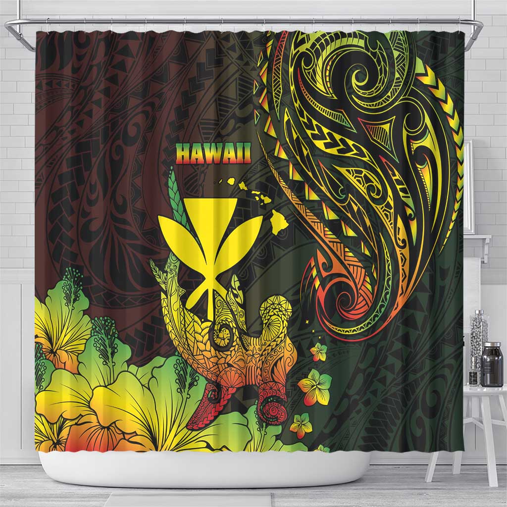 Hawaii Shower Curtain Kanaka Maoli With Hammerhead Shark