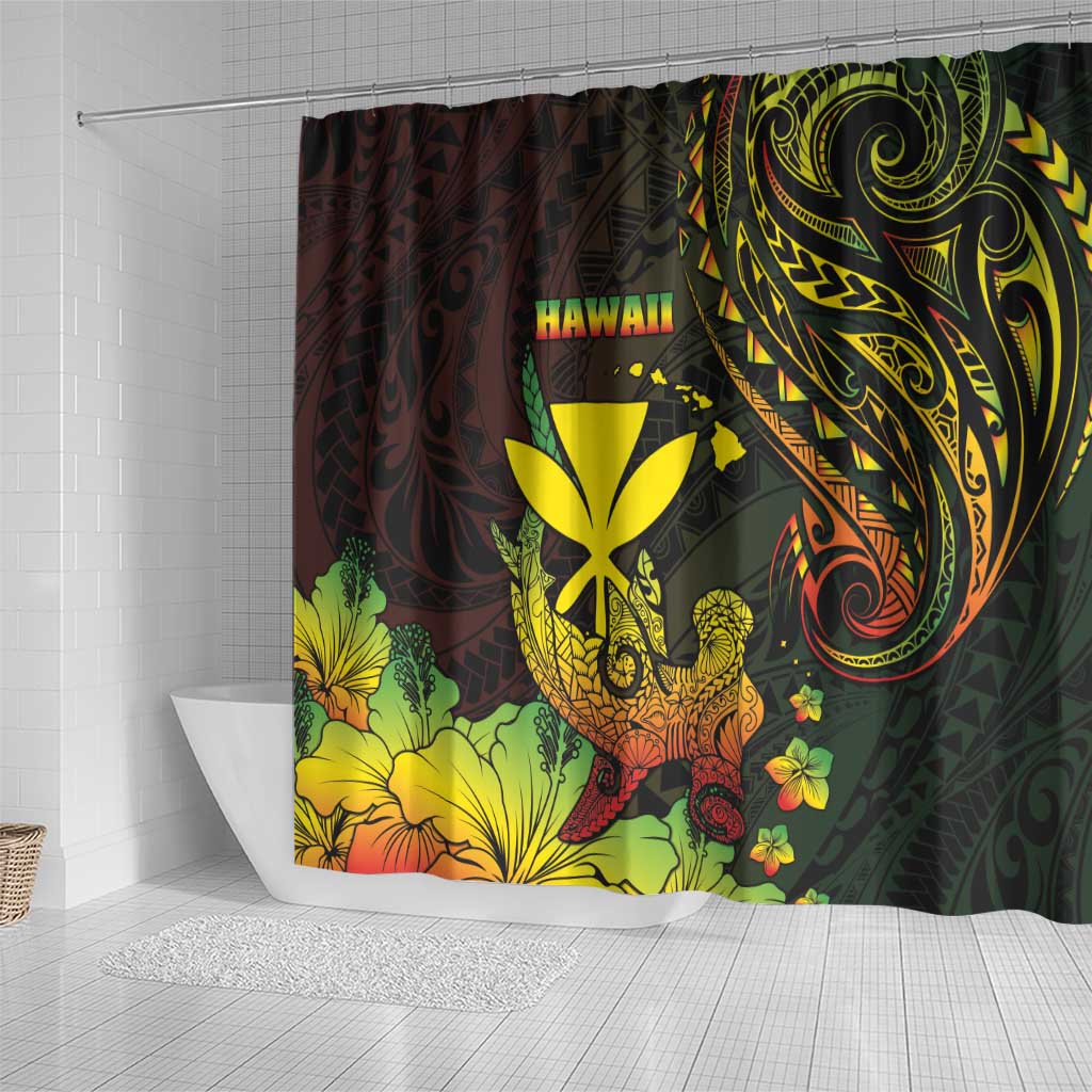 Hawaii Shower Curtain Kanaka Maoli With Hammerhead Shark