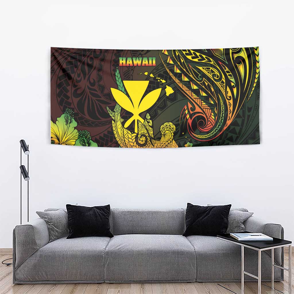 Hawaii Tapestry Kanaka Maoli With Hammerhead Shark