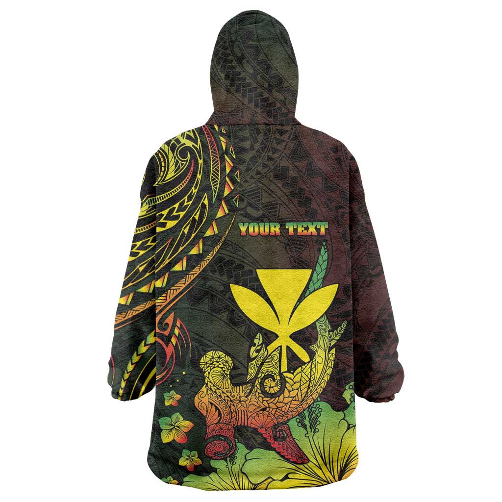Personalised Hawaii Wearable Blanket Hoodie Kanaka Maoli With Hammerhead Shark