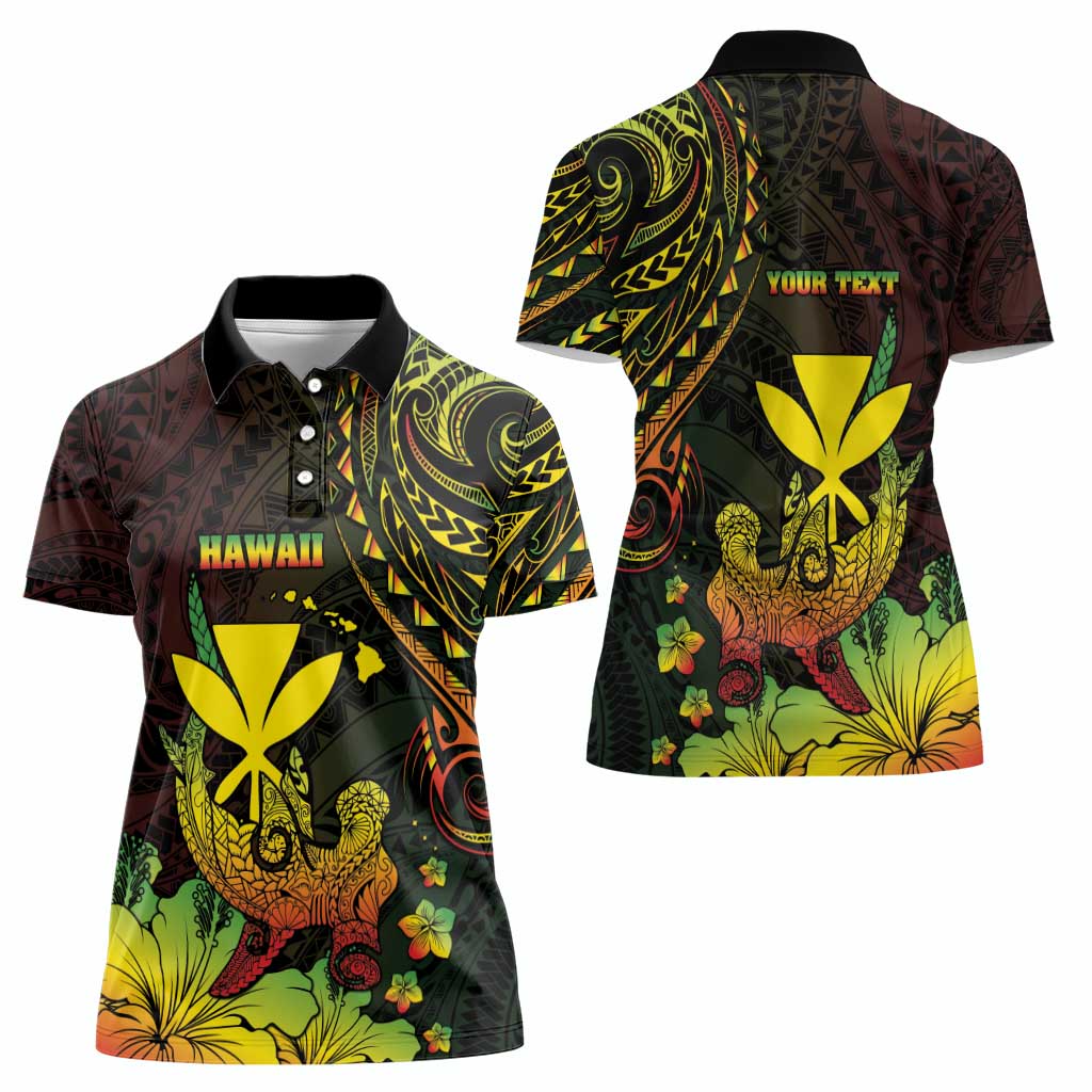 Personalised Hawaii Women Polo Shirt Kanaka Maoli With Hammerhead Shark