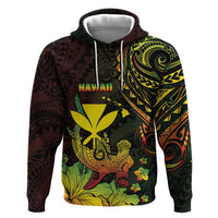 Personalised Hawaii Zip Hoodie Kanaka Maoli With Hammerhead Shark