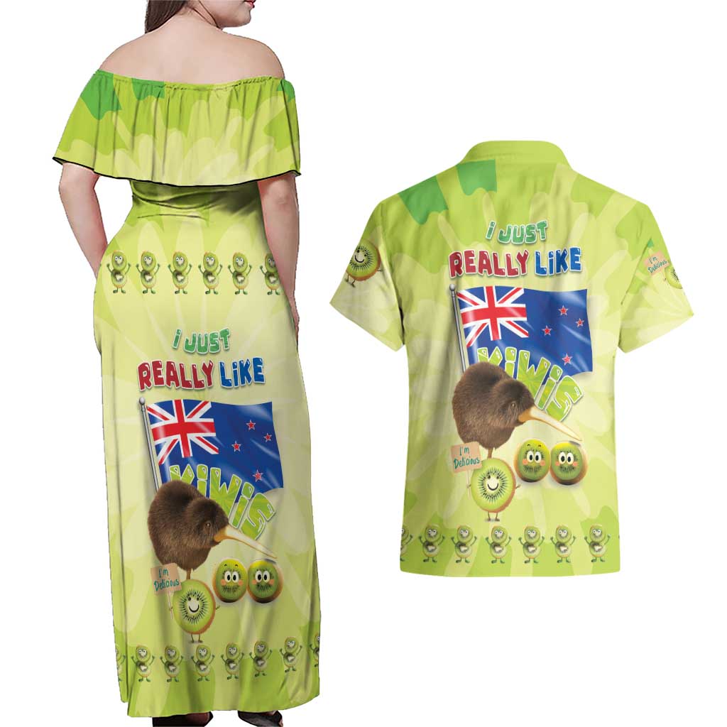 New Zealand Kiwi Couples Matching Off Shoulder Maxi Dress and Hawaiian Shirt I Just Really Like Kiwis DT04 - Polynesian Pride