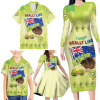New Zealand Kiwi Family Matching Long Sleeve Bodycon Dress and Hawaiian Shirt I Just Really Like Kiwis DT04 - Polynesian Pride
