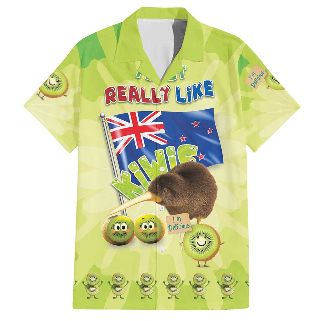 New Zealand Kiwi Family Matching Long Sleeve Bodycon Dress and Hawaiian Shirt I Just Really Like Kiwis DT04 Dad's Shirt - Short Sleeve Green - Polynesian Pride